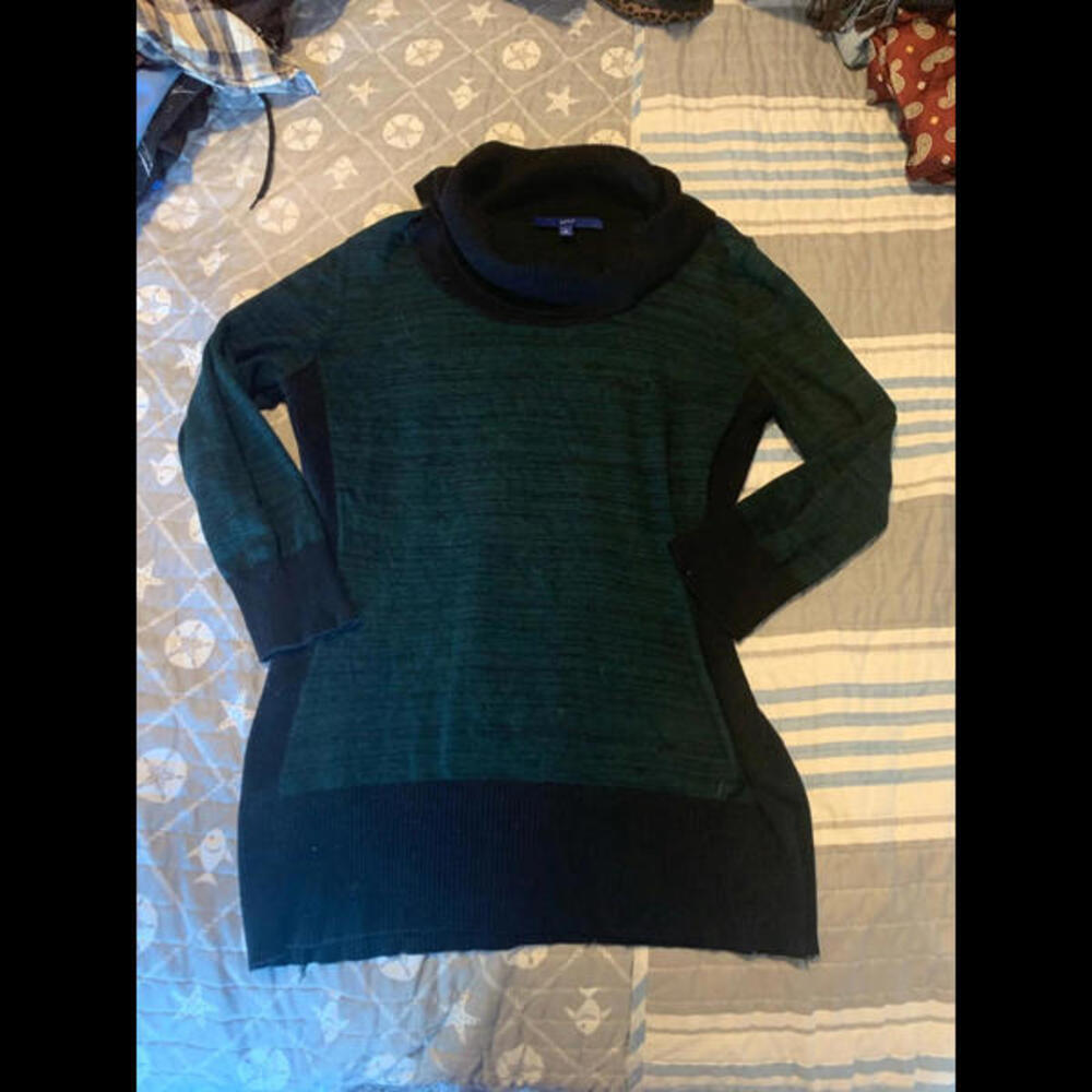 Black and green cowl neck sweater